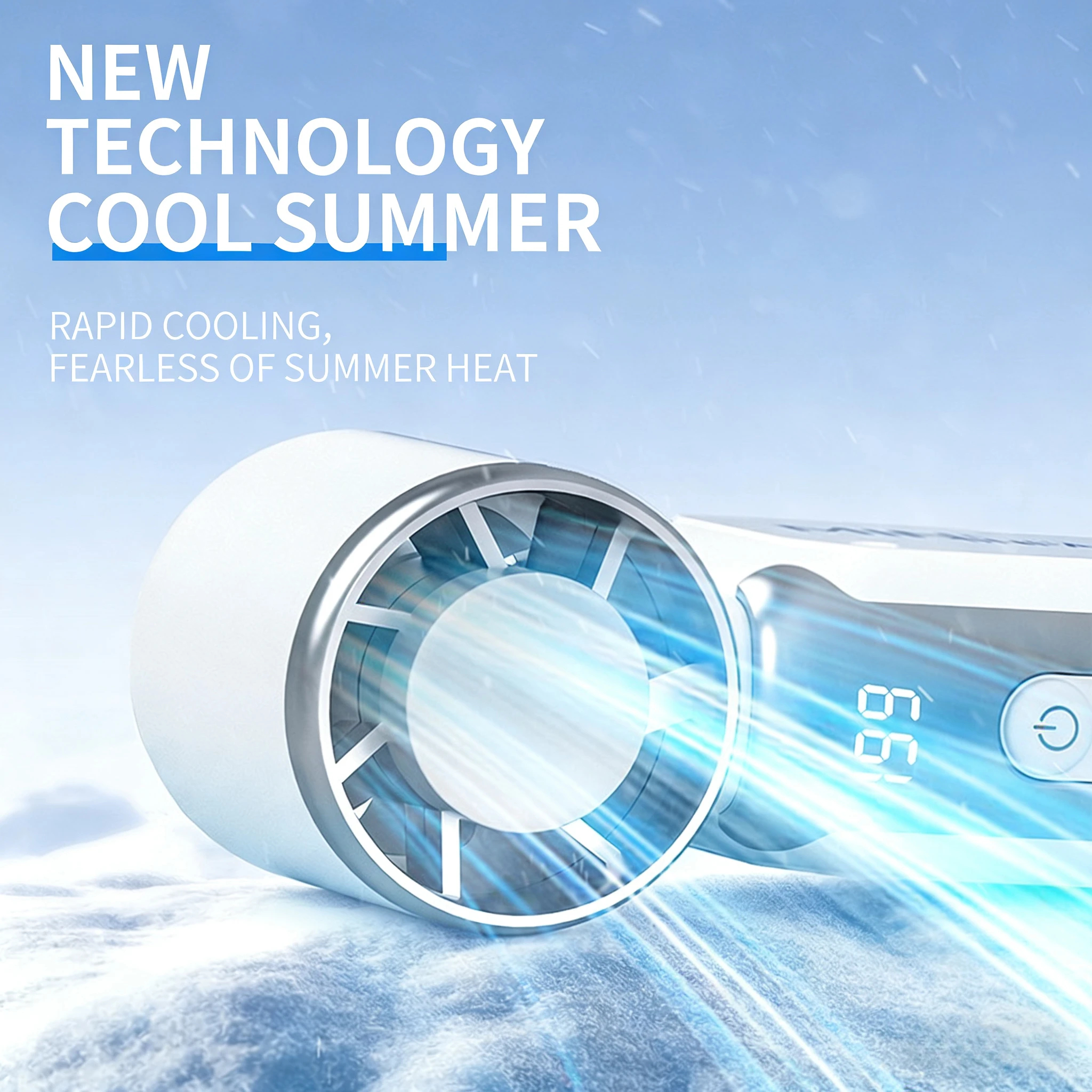 Handheld Portable Turbo Fan with LED Display &5 Speeds, Cyberpunk USB-C Rechargeable Small Pocket Fan